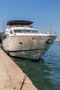 White luxury yacht in the marina of the Adriatic sea. Croatia Royalty Free Stock Photo