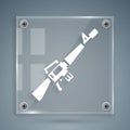 White M16A1 rifle icon isolated on grey background. US Army M16 rifle. Square glass panels. Vector Royalty Free Stock Photo