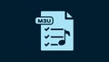 White M3U file document. Download m3u button icon isolated on blue background. M3U file symbol. 4K Video motion graphic