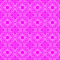 White on magenta hand drawn wavy line tile in a circle seamless repeat pattern background Royalty Free Stock Photo