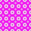 White on magenta with two different sized stars with squares and circles seamless repeat pattern background Royalty Free Stock Photo