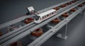 Maglev train model on track with electromagnets and meter, ai generated Royalty Free Stock Photo