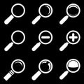 White Magnifier Glass Icons Royalty Free Stock Photo