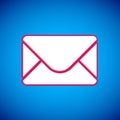 White Mail and e-mail icon isolated on blue background. Envelope symbol e-mail. Email message sign. Vector Royalty Free Stock Photo