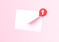 White mail envelope with red marker message on pink background Royalty Free Stock Photo