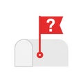 A white mailbox icon with a red flag on top, featuring a question mark. The design Royalty Free Stock Photo