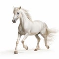 Stunning White Horse Galloping On A White Background Royalty Free Stock Photo