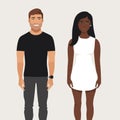 white man black woman date vector flat isolated illustration Royalty Free Stock Photo