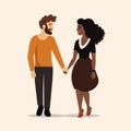 white man black woman date vector flat isolated illustration Royalty Free Stock Photo