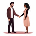 white man black woman date vector flat isolated illustration