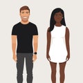 white man black woman date vector flat isolated illustration