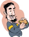 White man eating hamburger stock illustration Royalty Free Stock Photo