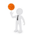 The white man keeps his finger on a basketball Royalty Free Stock Photo