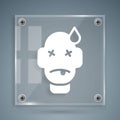 White Man poisoning icon isolated on grey background. Square glass panels. Vector Royalty Free Stock Photo