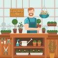 The seller in the store gardening Royalty Free Stock Photo