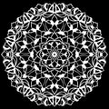 White mandala design over black background