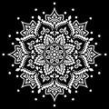 White mandala pattern on black stencil doodles sketch