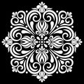 White mandala pattern on black stencil doodles sketch