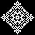 White mandala pattern on black stencil doodles sketch