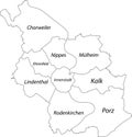 White map of districts of Cologne, Germany Royalty Free Stock Photo