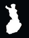 White Map of Finland on black background Royalty Free Stock Photo