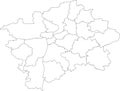 White map of municipal districts of Prague, Czech Republic