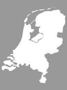White Map of The Netherlands on Gray Background Royalty Free Stock Photo