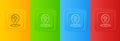White Map pointer with christian cross icon isolated on colorful background. Set icons in square buttons. Vector Royalty Free Stock Photo