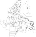 White map of the territorial electoral districts of NUNAVUT, CANADA