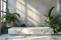 White Marble Bench in Room With Potted Plants Royalty Free Stock Photo