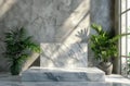White Marble Bench in Room With Potted Plants Royalty Free Stock Photo