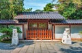 White marble chinese lion statues at the main gate of The Kamakura Daibutsu - Great Buddha of Kamakura Royalty Free Stock Photo