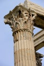 White marble column head detail of Zeus temple Royalty Free Stock Photo