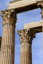 White marble columns heads details of Zeus temple Royalty Free Stock Photo