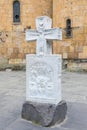 white marble cross in the courtyard of Sioni Cathedral, Tbilisi, Georgia Royalty Free Stock Photo