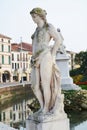 Romantic white marble statue, building in Castelfranco Veneto, in Italy Royalty Free Stock Photo