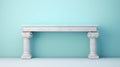 Striking Marble Mantel Column With Pastel Blue Console Table