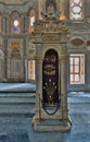 White marble floral golden ornate minbar and niche, Nuruosmaniye Mosque, Istanbul, Turkey