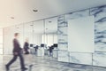 White marble and glass company lobby, people Royalty Free Stock Photo