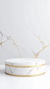 White Marble and Gold Cylindrical Display Podium Royalty Free Stock Photo