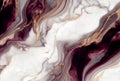 White marble with gold and red garnet abstract background