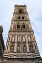 White marble high tower landmark in Firenze, Italy