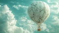 White Marble Hot Air Balloon Soaring Above Blue Sky Royalty Free Stock Photo
