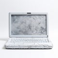 White Marble Laptop With Ruined Materials Texture - Ed Freeman Style Royalty Free Stock Photo