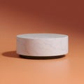 Minimalist white marble platform on orange gradient background Royalty Free Stock Photo