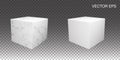 White marble podium with no background. Isolated 3d render of stone stage in vector. Black base for museum or gallery