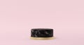 Black marble podium pink background 3D rendering