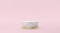 White marble podium pink background 3D rendering