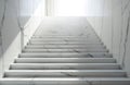 White marble staircase ascends toward bright light, casting subtle shadows on wall. Modern architectural interior features Royalty Free Stock Photo