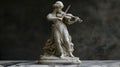 White marble statue of a girl playing the violin isolated on a black marble background Royalty Free Stock Photo